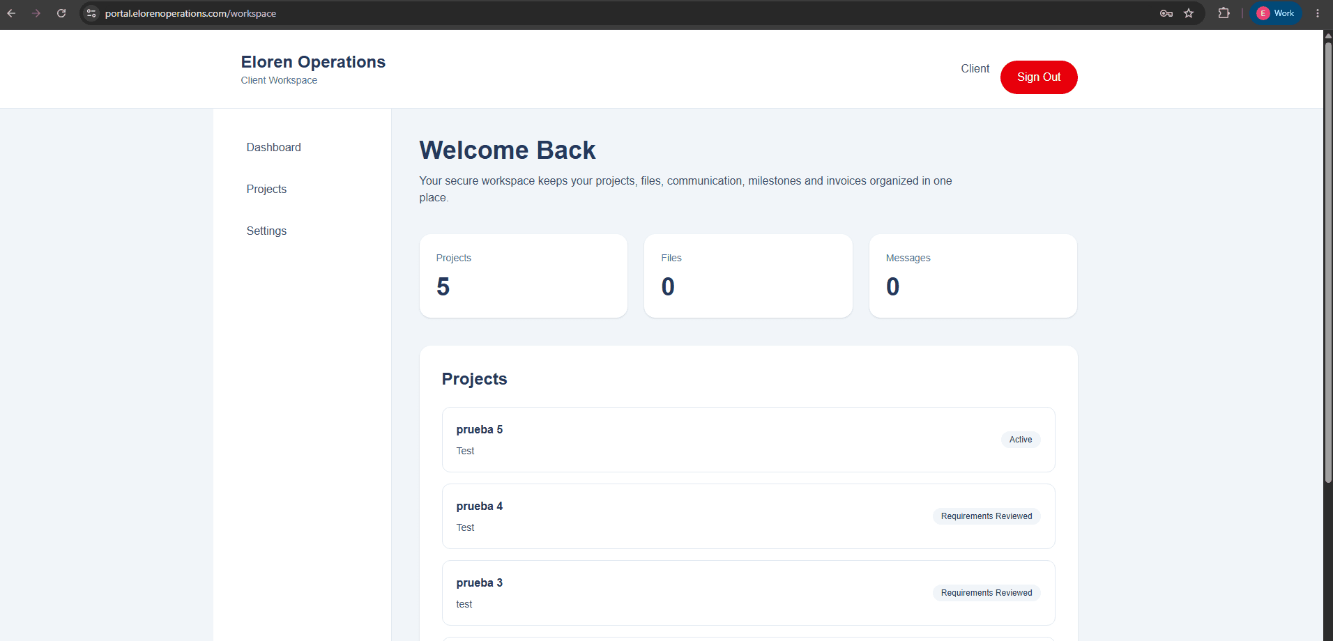 Eloren Client Portal